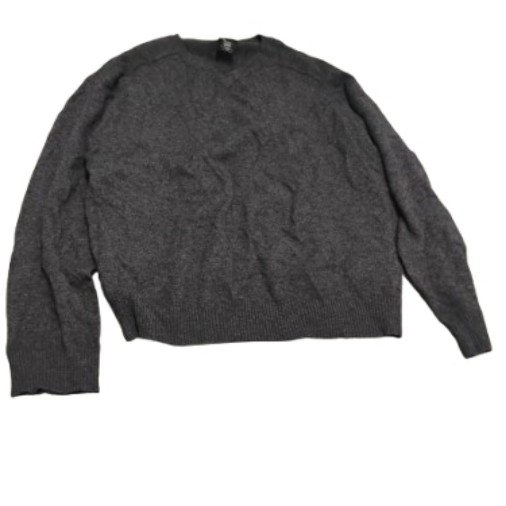 George Mens Gray 100% Cashmere V Neck Charcoal Gray Heather Sweater Sz L